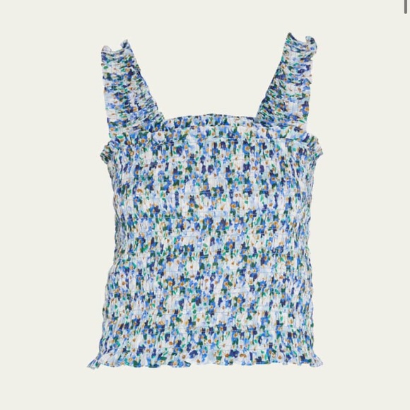 Veronica Beard Smocked Cropped Tank Top - Picture 2 of 5